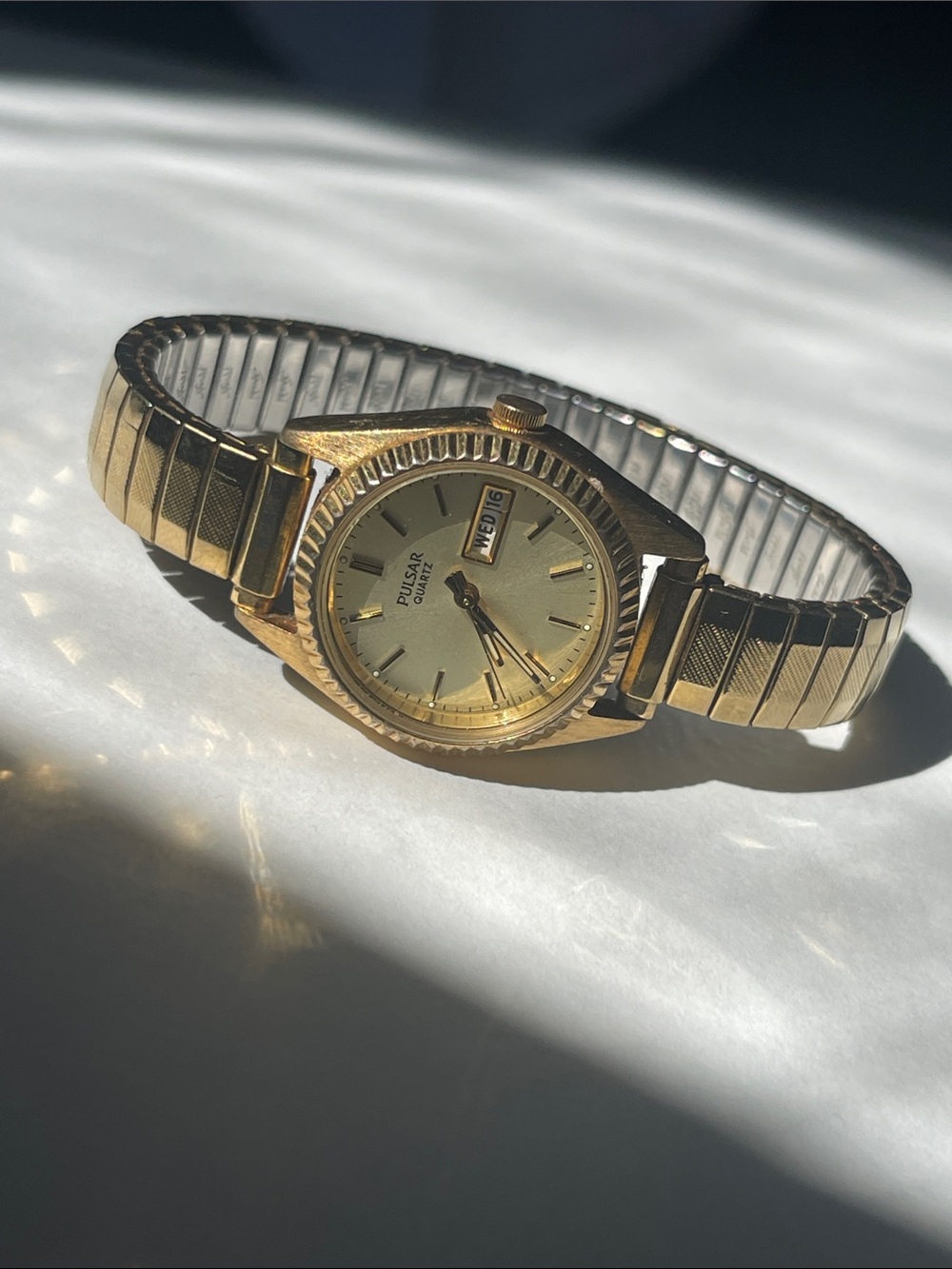 Pulsar Gold Tone Ladies Watch with Day-Date Window